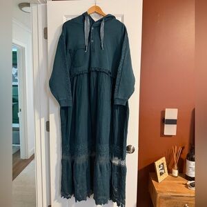 RARE Free People Sample -- Teal Maxi Sweatshirt, NWOT, Size S